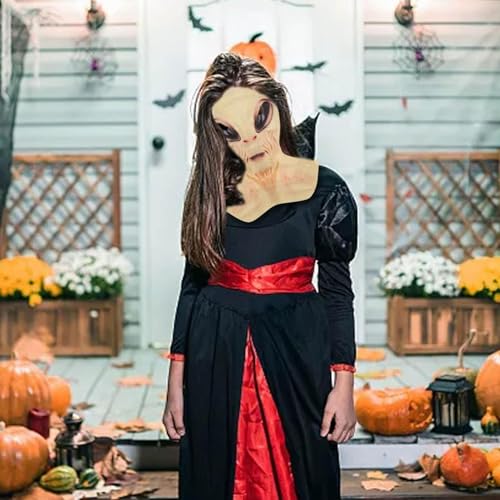 ZeawIEsvbyt Realistic Alien Mask Halloween Head Mask Scary Latex Mask for Halloween Carnival Costume Party (Num.13)