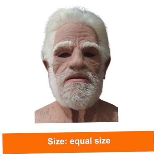 Old Man Mask for Halloween Realistic Face Mask Latex breathable Wrinkle Face White Hair and Beard Old Man Halloween Mask for Halloween Props Cosplay Party Masks Masks