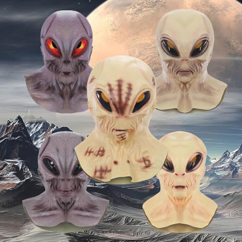 ZeawIEsvbyt Realistic Alien Mask Halloween Head Mask Scary Latex Mask for Halloween Carnival Costume Party (Num.13)
