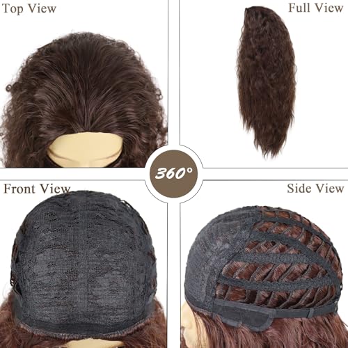 GNIMEGIL Halloween Costume Wigs for Men Long Fluffy Jesus Beard and Wig Christmas Fake Beard Mustache Wigs Elderly Anime Hagrid Cosplay and Theme Parties Forrest Gump Costume