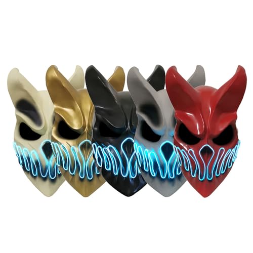 Halloween Party Propspvc Death Core Mask Son Of Darkness Mouth Movable Death Core Band Mask (Gold-Lighting)