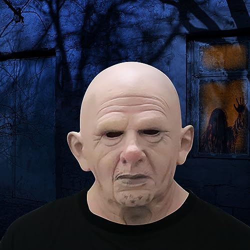 FAFAN Halloween Face Old Grandpa Shaped Mask Realistic Halloween Latex Human Wrinkle Face Mask Old Man Mask (Blad men 01)