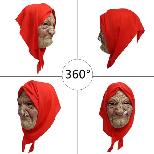 Scary Halloween Mask, Creepy and Hilarious Latex Head Masks, Realistic Horror Mask, Latex Evil Scream Mask for Halloween Theme Party Cosplay (P)