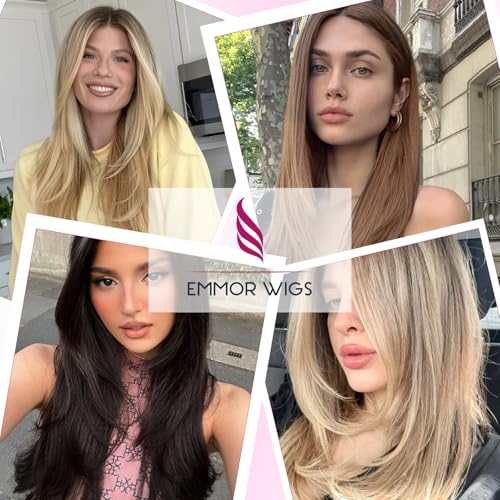 EMMOR Lace Front Wigs,Natural Layered Lace Wig is Suitable for Women,Heat-Resistant Synthetic Straight Wigs for Daily Use(Natural Brown)