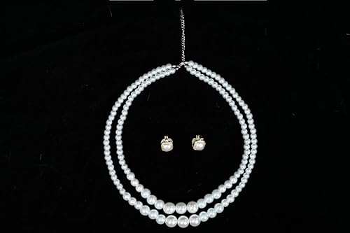 Wiggy Mermaid Platinum Blonde Wig and Pearl Necklace Earrings Accessories, Short Light Blonde Old Lady Wig + Wig Cap for Halloween Costume Cosplay