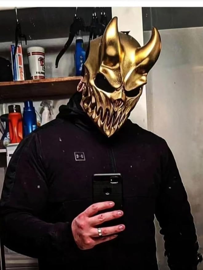 Kid of Darkness Mask Latex Mask Slaughter to Prevail Mask,Alex Terrible Mask,Slaughter to Prevail (Movable mouth - Gold)