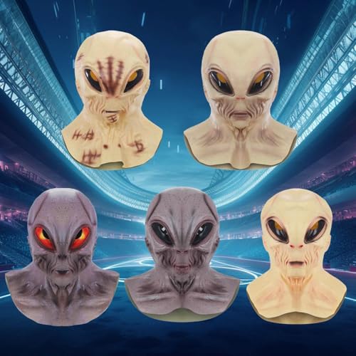 ZeawIEsvbyt Realistic Alien Mask Halloween Head Mask Scary Latex Mask for Halloween Carnival Costume Party (Num.13)