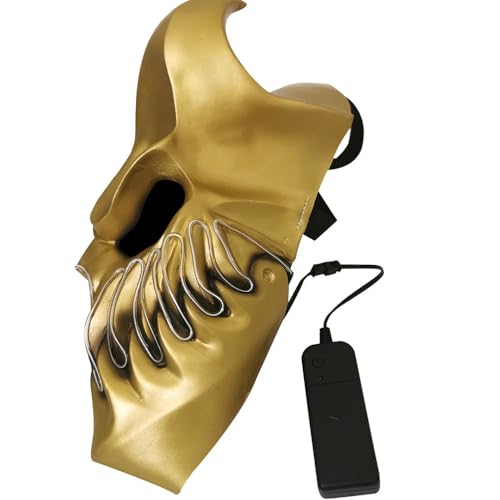 Halloween Party Propspvc Death Core Mask Son Of Darkness Mouth Movable Death Core Band Mask (Gold-Lighting)