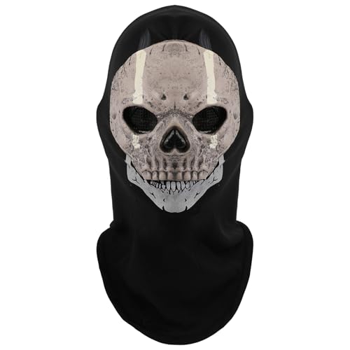 Hqroidd Ghost Mask Skull Mask Cod Mask Balaclava Full Face Headgear Halloween Costume Party Theme Prop for Men Women (Ghost Mask-C)