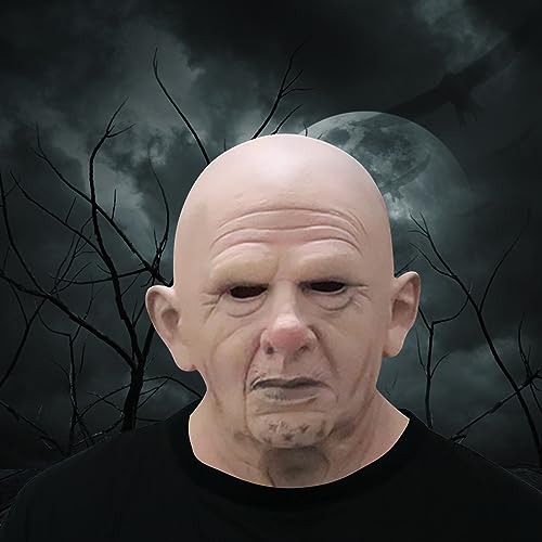 FAFAN Halloween Face Old Grandpa Shaped Mask Realistic Halloween Latex Human Wrinkle Face Mask Old Man Mask (Blad men 01)