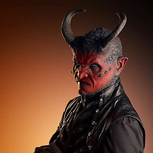 Scary Halloween Mask Demon Latex Mask Devil Realistic Masks for Adults Horror Devil Horns Prank Spooky Present Halloween Kid Gift