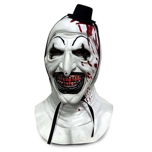 LUNROUG Terrifier Clown Mask Scary Joker Killer Bloody Halloween Masks Horror, Adult Scary Killer Clown Joker Halloween Costume, Full Head Latex Mask