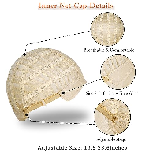 Wiggy Mermaid Platinum Blonde Wig and Pearl Necklace Earrings Accessories, Short Light Blonde Old Lady Wig + Wig Cap for Halloween Costume Cosplay