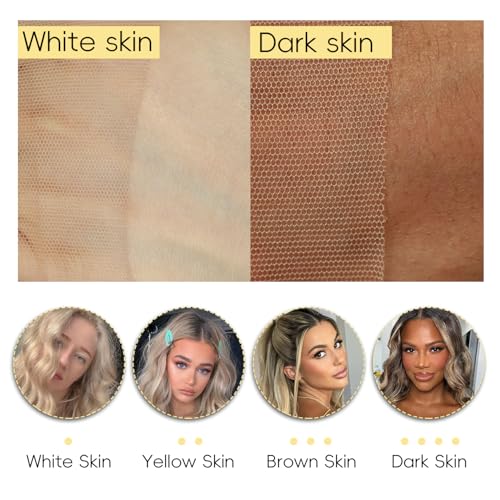 LLEI'Z Short Wavy Dark Brown With Roots Lace Front Wigs, 13x4 Synthetic Transparent Lace Front Wave Wigs Pre Plucked with Baby Hair 150% Density Heat Resistant Party Date Daily Wear Wig 22 Inch