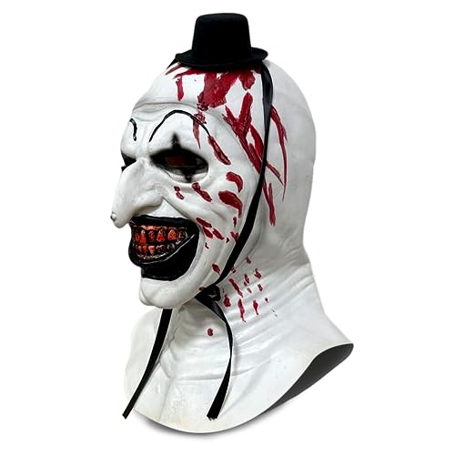 LUNROUG Terrifier Clown Mask Scary Joker Killer Bloody Halloween Masks Horror, Adult Scary Killer Clown Joker Halloween Costume, Full Head Latex Mask