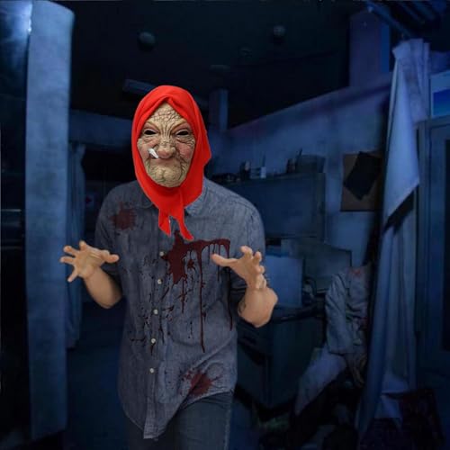 Scary Halloween Mask, Creepy and Hilarious Latex Head Masks, Realistic Horror Mask, Latex Evil Scream Mask for Halloween Theme Party Cosplay (P)