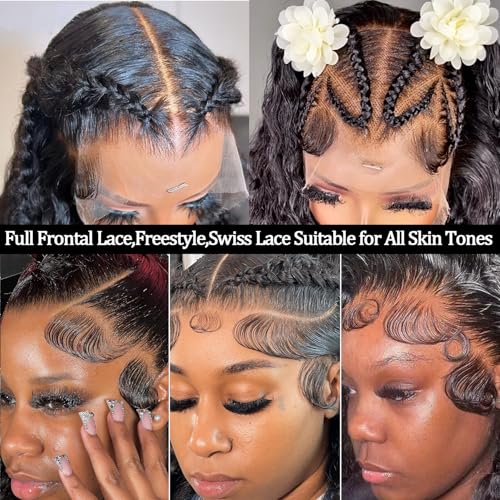 Lemoda 13x6 Full Lace Frontal Wigs 250 density Deep Wave Wig Human Hair 13x6 Deep Wave Lace Front Wigs Human Hair for Black Women HD Transparent Lace Frontal Wigs Human Hair Curly Wigs 22 INCH