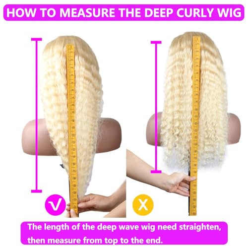 MARUOL 20 Inch 613 Lace Front Wig Deep Wave Blonde 13x6 HD Lace Front Wigs Human Hair Pre Plucked 180% Density 613 Colored Curly Blonde Wig Human Hair Glueless Water Wave Lace Frontal Wigs for Women