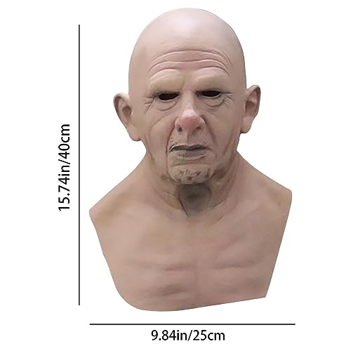 FAFAN Halloween Face Old Grandpa Shaped Mask Realistic Halloween Latex Human Wrinkle Face Mask Old Man Mask (Blad men 01)