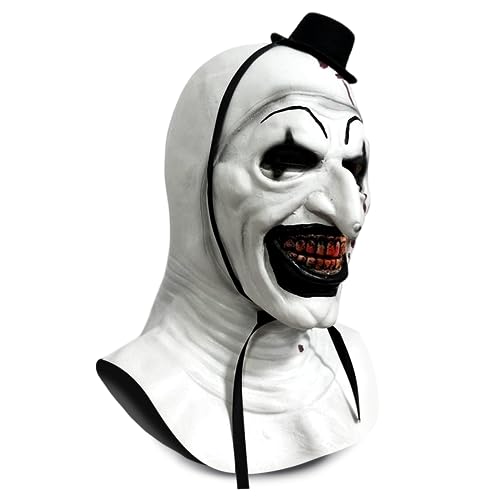 LUNROUG Terrifier Clown Mask Scary Joker Killer Bloody Halloween Masks Horror, Adult Scary Killer Clown Joker Halloween Costume, Full Head Latex Mask