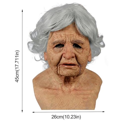 Bagmrteho Halloween Realistic Old Man Latex Masks,Big Nose Supersoft Wrinkle Face Headgear Halloween Cosplay Mask (Old women)
