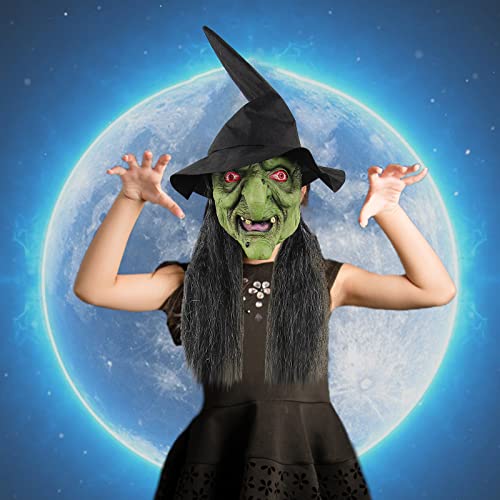 Bagmrteho Scary Halloween Witch Masks,Creepy Monster Old Woman Full Head Latex Horror Evil Mask,Cosplay Vampire Mask (Green)