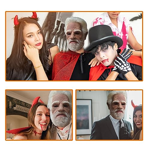 Old Man Mask for Halloween Realistic Face Mask Latex breathable Wrinkle Face White Hair and Beard Old Man Halloween Mask for Halloween Props Cosplay Party Masks Masks