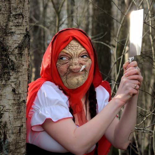 Scary Halloween Mask, Creepy and Hilarious Latex Head Masks, Realistic Horror Mask, Latex Evil Scream Mask for Halloween Theme Party Cosplay (P)