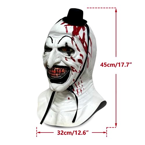 LUNROUG Terrifier Clown Mask Scary Joker Killer Bloody Halloween Masks Horror, Adult Scary Killer Clown Joker Halloween Costume, Full Head Latex Mask