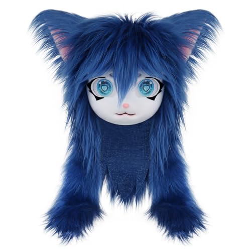 SMILETERNIT Animal Head Cat Fursuit Cut Mask Halloween Masquerade Cosplay Costume Props