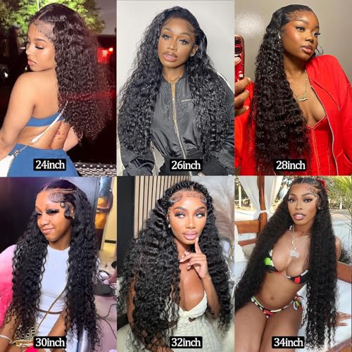 Lemoda 13x6 Full Lace Frontal Wigs 250 density Deep Wave Wig Human Hair 13x6 Deep Wave Lace Front Wigs Human Hair for Black Women HD Transparent Lace Frontal Wigs Human Hair Curly Wigs 22 INCH