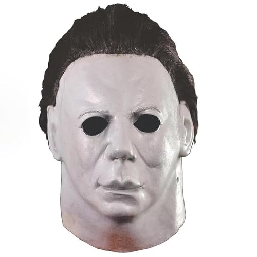 Moodmoon Michael Myers Mask,Halloween Carnival Cosplay Party Pranks Costume Props Masks Helmet For Adults or Kids (White face)