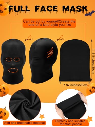 Sintege 2 Pcs Halloween Black Full Face Mask and Pointed Fingertip Gloves Horror Black Costume Set Unisex Faceless Mask (Kid Size)