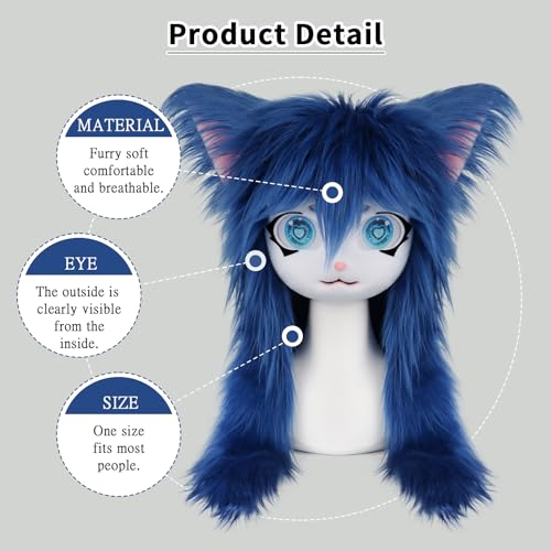 SMILETERNIT Animal Head Cat Fursuit Cut Mask Halloween Masquerade Cosplay Costume Props