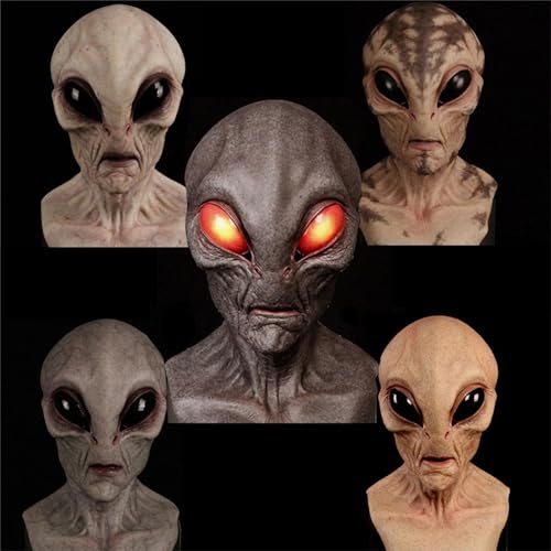 CACHW Alien mask adult Realistic Alien Mask Creepy Halloween Masks For Adult Latex Full Head Party Props Costume