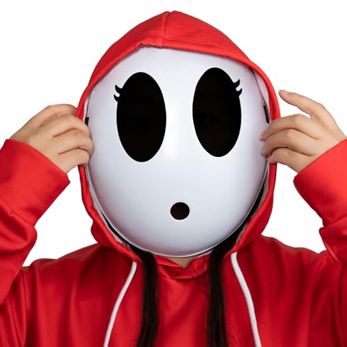 camzezy Shy Guy Mask for Halloween Cosplay Costume Full Face White Mask Game Cosplay Costume Props Accessories for Halloween