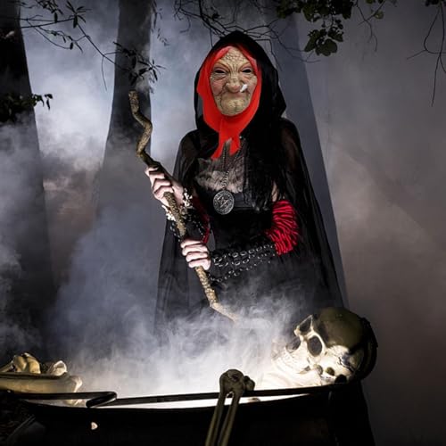 Halloween Funny Realistic Old Man Mask, Creepy Mask Scary Wrinkle Face Grandpa Latex Mask Halloween Cosplay Costume Mask (P)