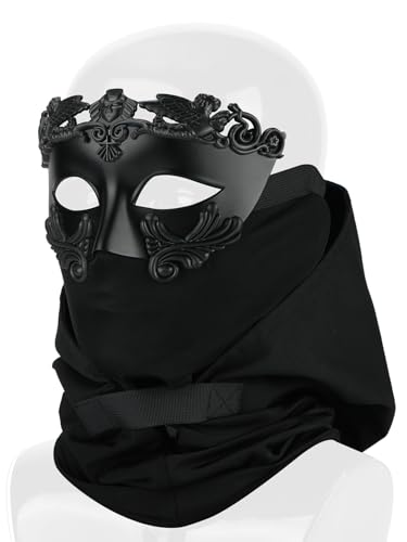 Guayma Masquerade Mask for Men/Women-Roman Greek Venetian Half Face Mask For Halloween Mardi Gras Costume Party Prom Ball (02-BK)