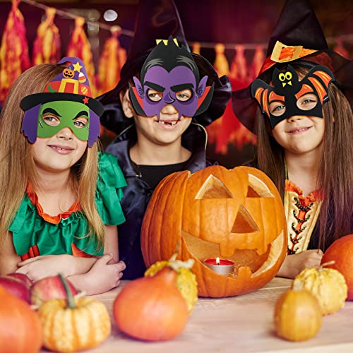 Capoda Halloween Masks for Kids Halloween Mask Craft Pumpkin Witch Bat Pirate DIY Paper Mask for Halloween Party Activities (48 Pcs)