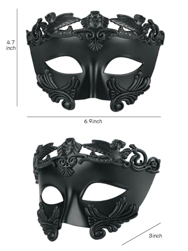 Guayma Masquerade Mask for Men/Women-Roman Greek Venetian Half Face Mask For Halloween Mardi Gras Costume Party Prom Ball (02-BK)