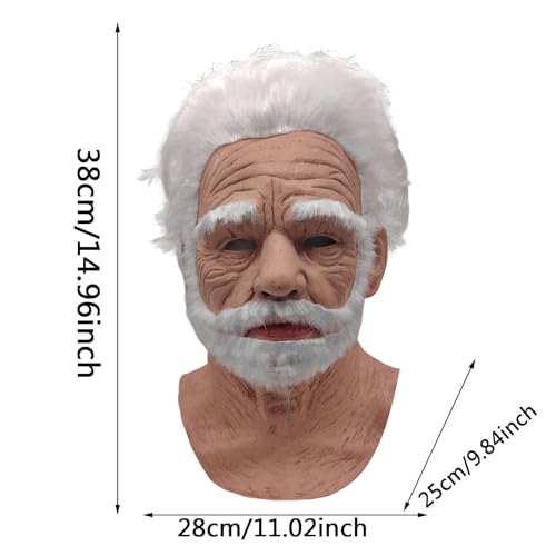 Halloween Face Old Grandpa Shaped Mask, Realistic Latex Human Wrinkle Face Mask Old Man Mask for Party Carnival Head Cover
