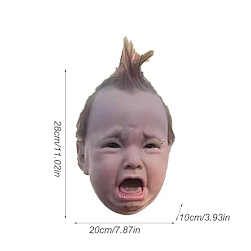 Realistic Crying Punk Baby mask, Giant Baby Head Mask, Creepy and Hilarious Latex Head Maskes, Comfortable Breathable Costume Props for Performances, Cosplay, Prank, Festivals, Performances