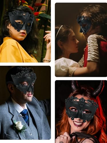 Guayma Masquerade Mask for Men/Women-Roman Greek Venetian Half Face Mask For Halloween Mardi Gras Costume Party Prom Ball (02-BK)