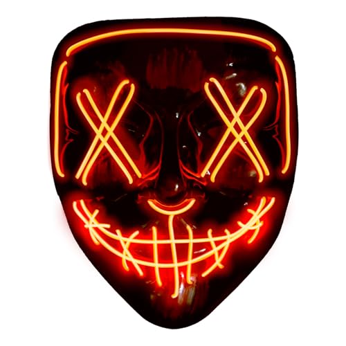 BOMLY Halloween Purge Mask Light Up Scary Mask EL Wire LED Mask for Festival Party Gifts