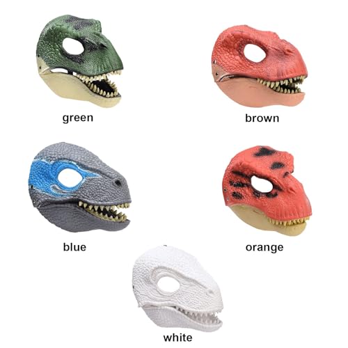 Aisstoye Dino Mask Moving Jaw Open Mouth Latex Rex Dinosaur Headgear Halloween Mask Party Cosplay Costume Mask (A1)
