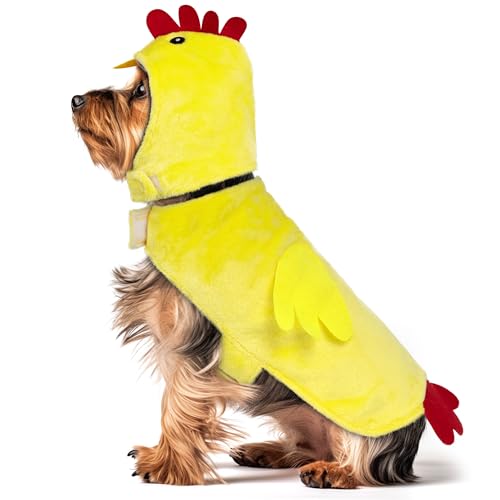 cyeollo Dog Chicken Costume Pet Funny Halloween Costumes Cosplay Holiday Outfits Cute Dog Hoodies Coats Clothes for Small Medium Large Dogs, Yellow Chicken XL