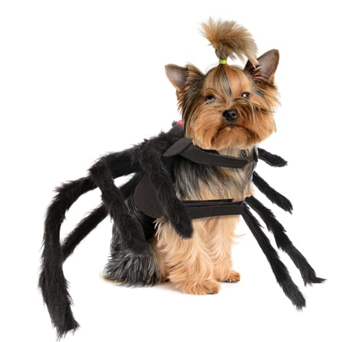 Suyfhdc Dog Spider Costume,Dogs Party Accessories Spider Decoration,Halloween Cosplay Costumes with Adjustable Velcro Fits Small Medium Pet Dogs and Cat,Black