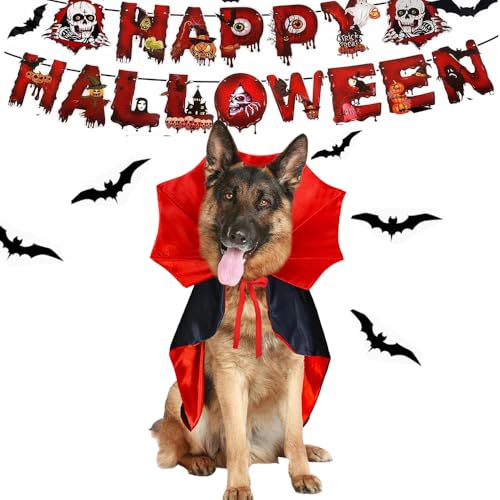 ceepdoogle Halloween Dog Costume Vampire Cape Dogs Cloak Cosplay Costume Pet Costumes Apparel Soft Fabric Interesting Design for Dog Large