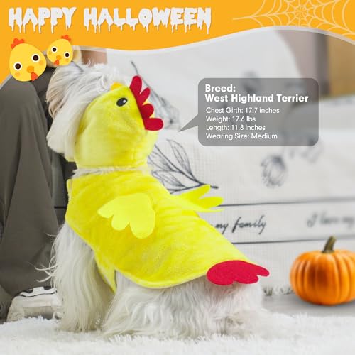cyeollo Dog Chicken Costume Pet Funny Halloween Costumes Cosplay Holiday Outfits Cute Dog Hoodies Coats Clothes for Small Medium Large Dogs, Yellow Chicken XL