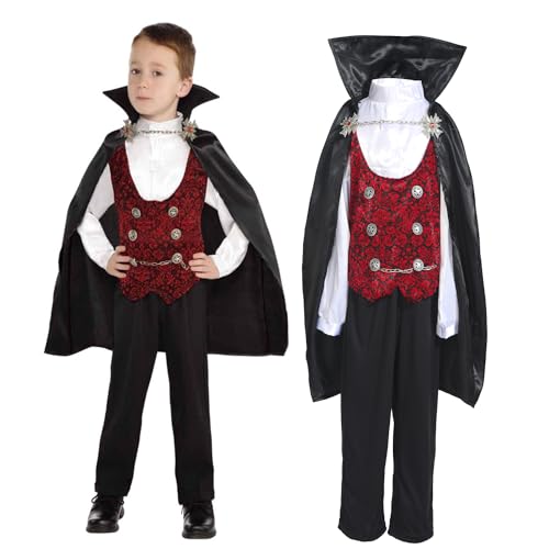 Sincere Party Boy's Vampire Costume Halloween Deluxe Dracula Costume for Kids,Top,Pants,Cape All In (4T-6T)